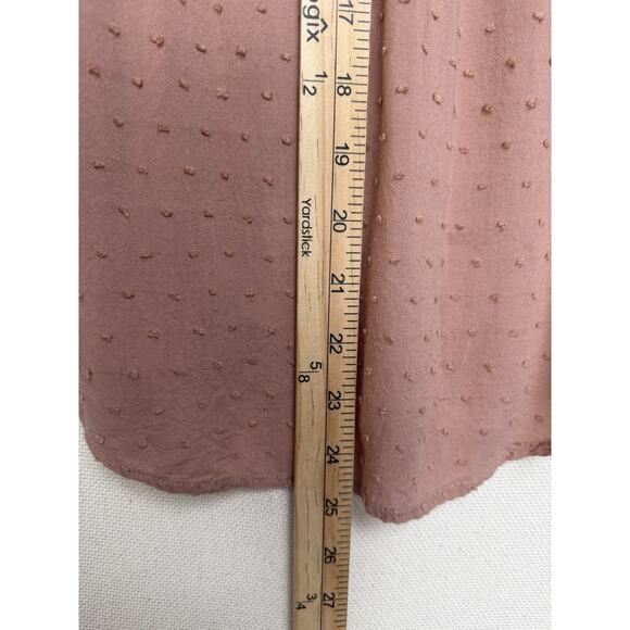 APEACH Women’s Top Blouse Sz Small Mauve Textured Lace Trim Long Sleeve Peasant - Picture 11 of 14